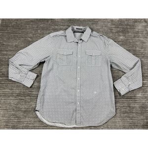 Sean John Shirt Mens‎ 2XL White Geometric Button Up Cotton Longsleeve Pockets